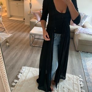 Black Lace Duster Cardigan